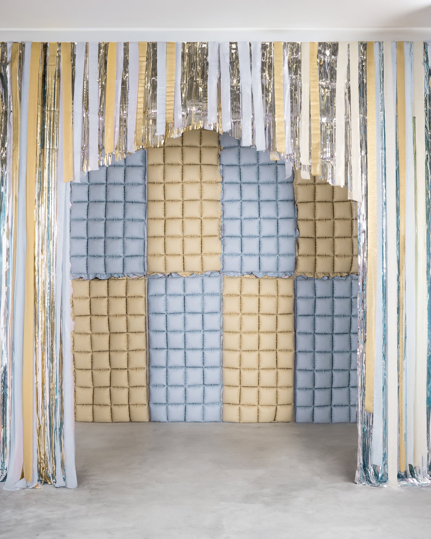 Beige-Blue Double-Sided Curtain Foil Balloon for kids birthday party