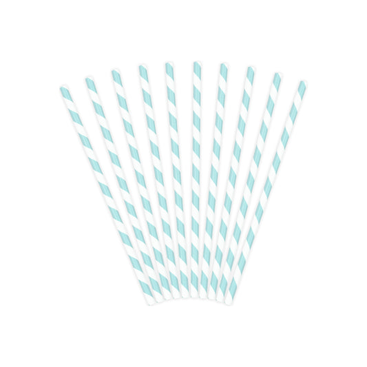 Blue Striped Paper Straws