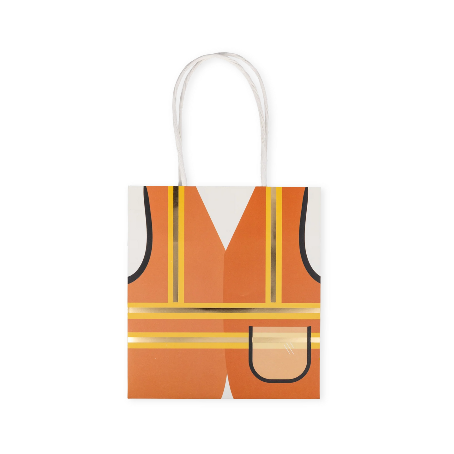 Small paper bag with a colorful design on a white background