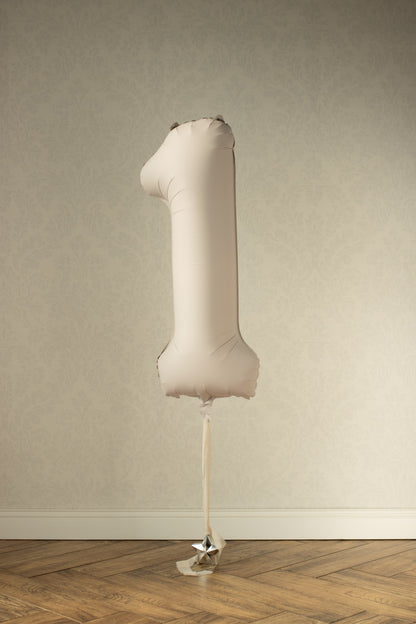 Beige Number 1 Foil Balloon – Birthday Party Decoration