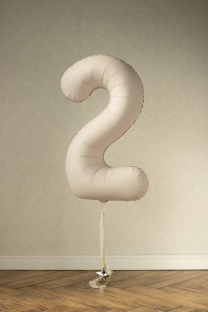 Beige Number 2 Foil Balloon – Birthday Party Decoration