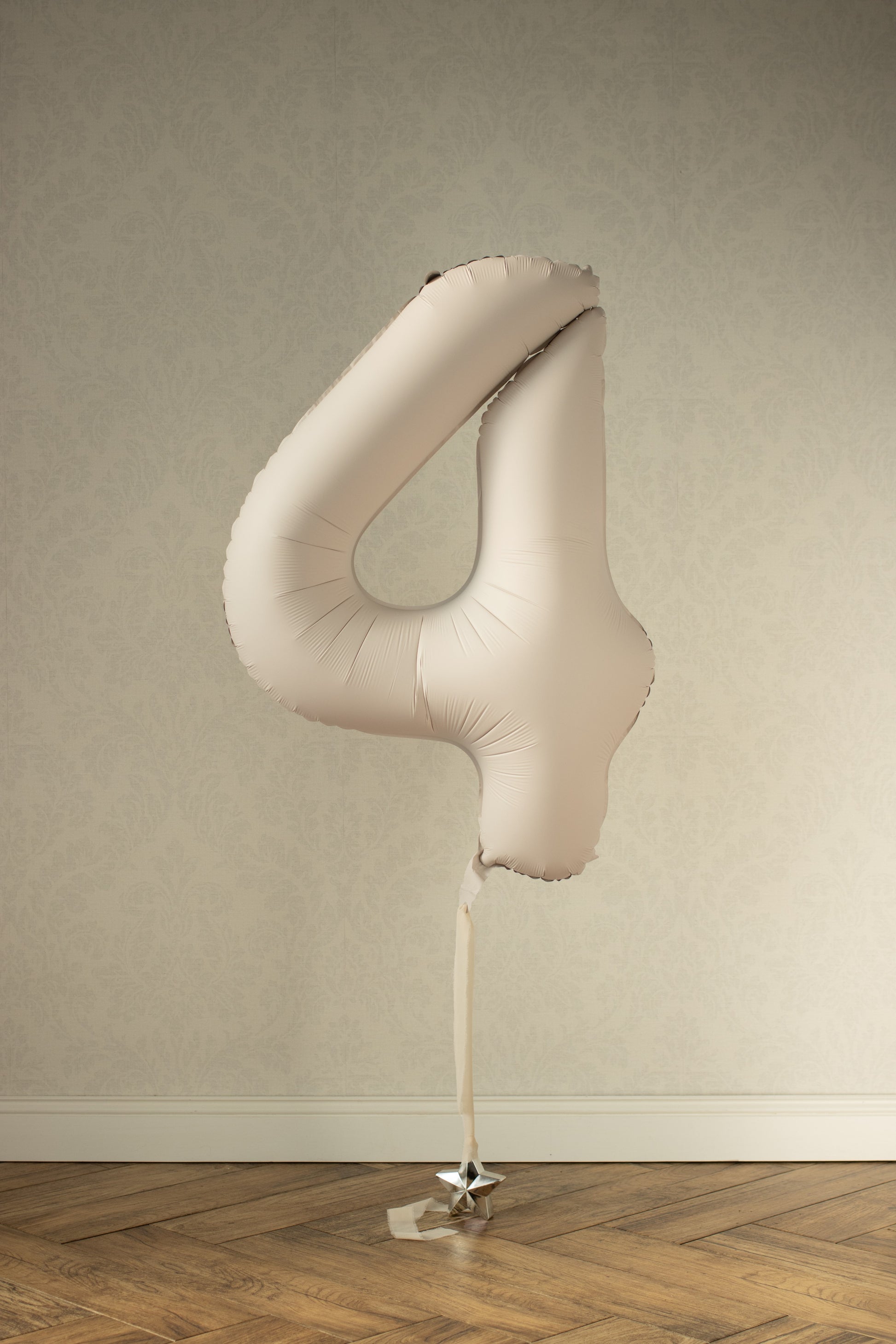 Beige Number 4 Foil Balloon – Birthday Party Decoration