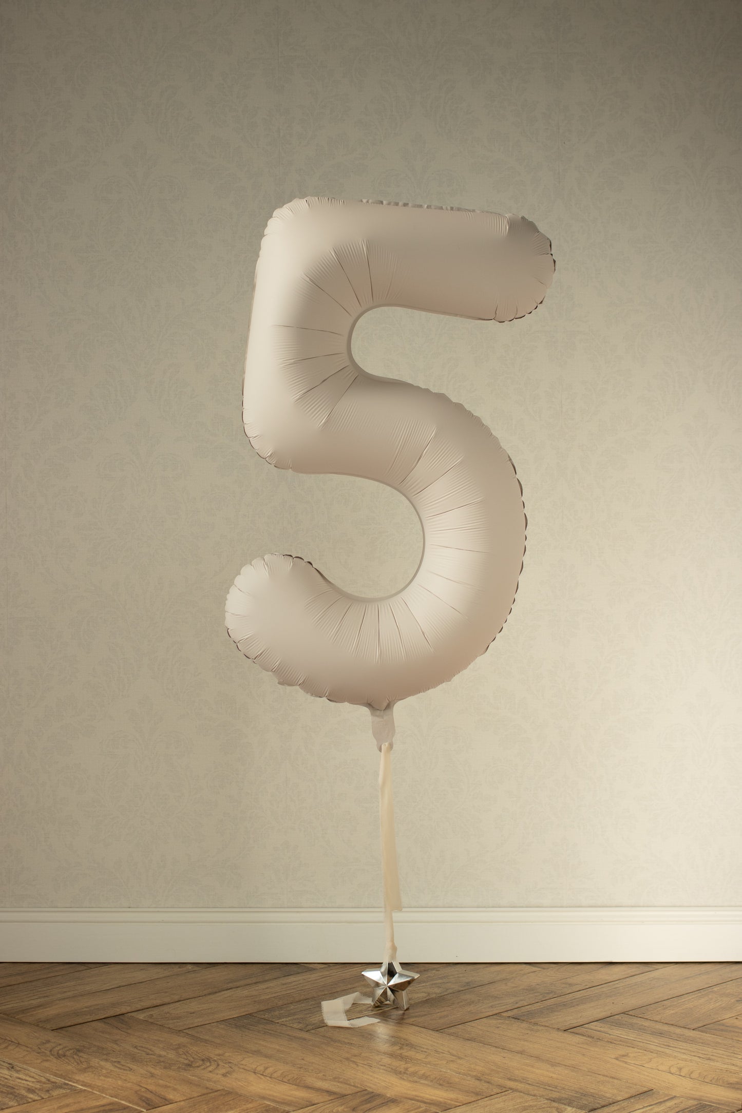 Beige Number 5 Foil Balloon – Birthday Party Decoration