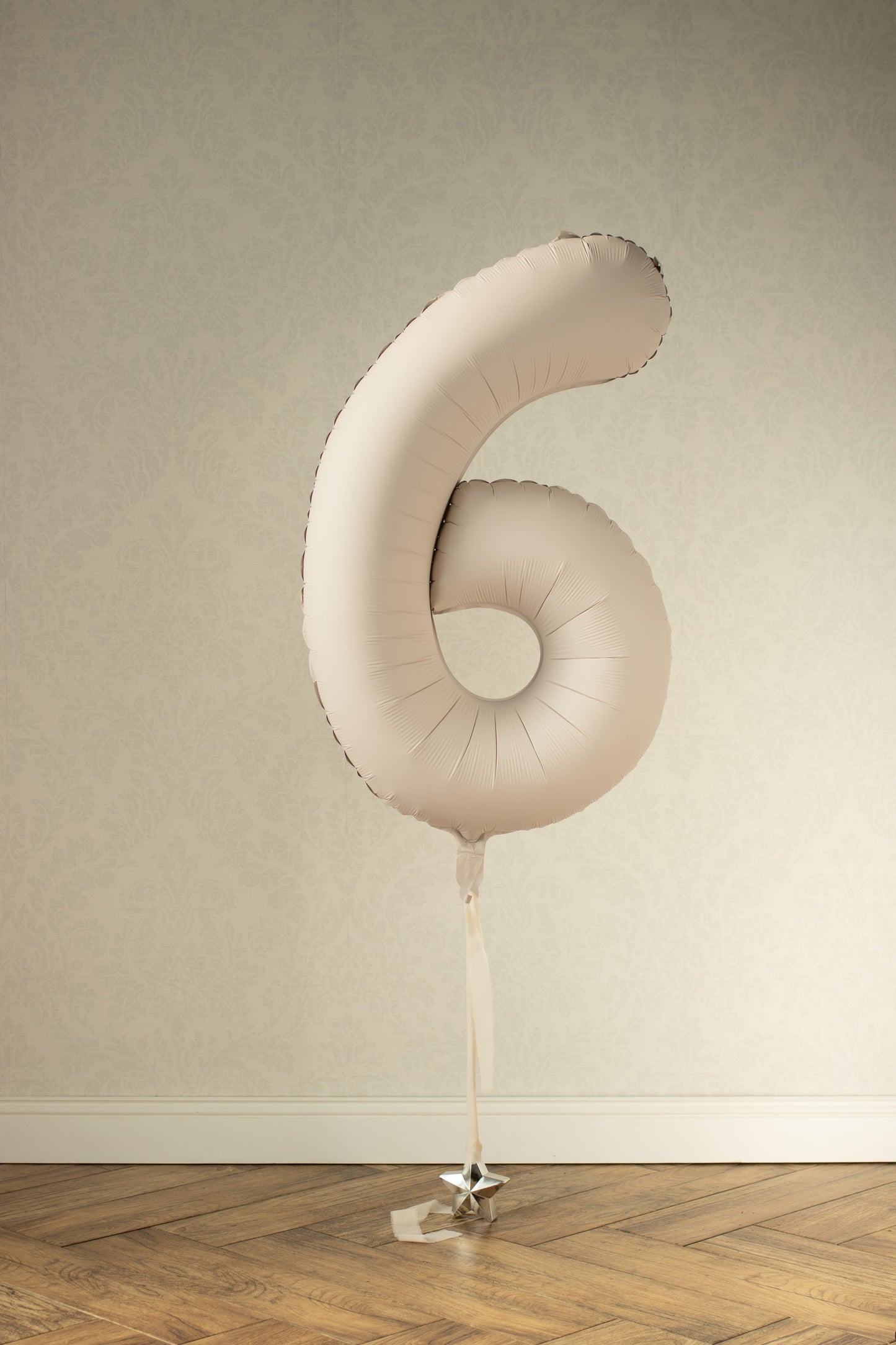 Beige Number 6 Foil Balloon – Birthday Party Decoration