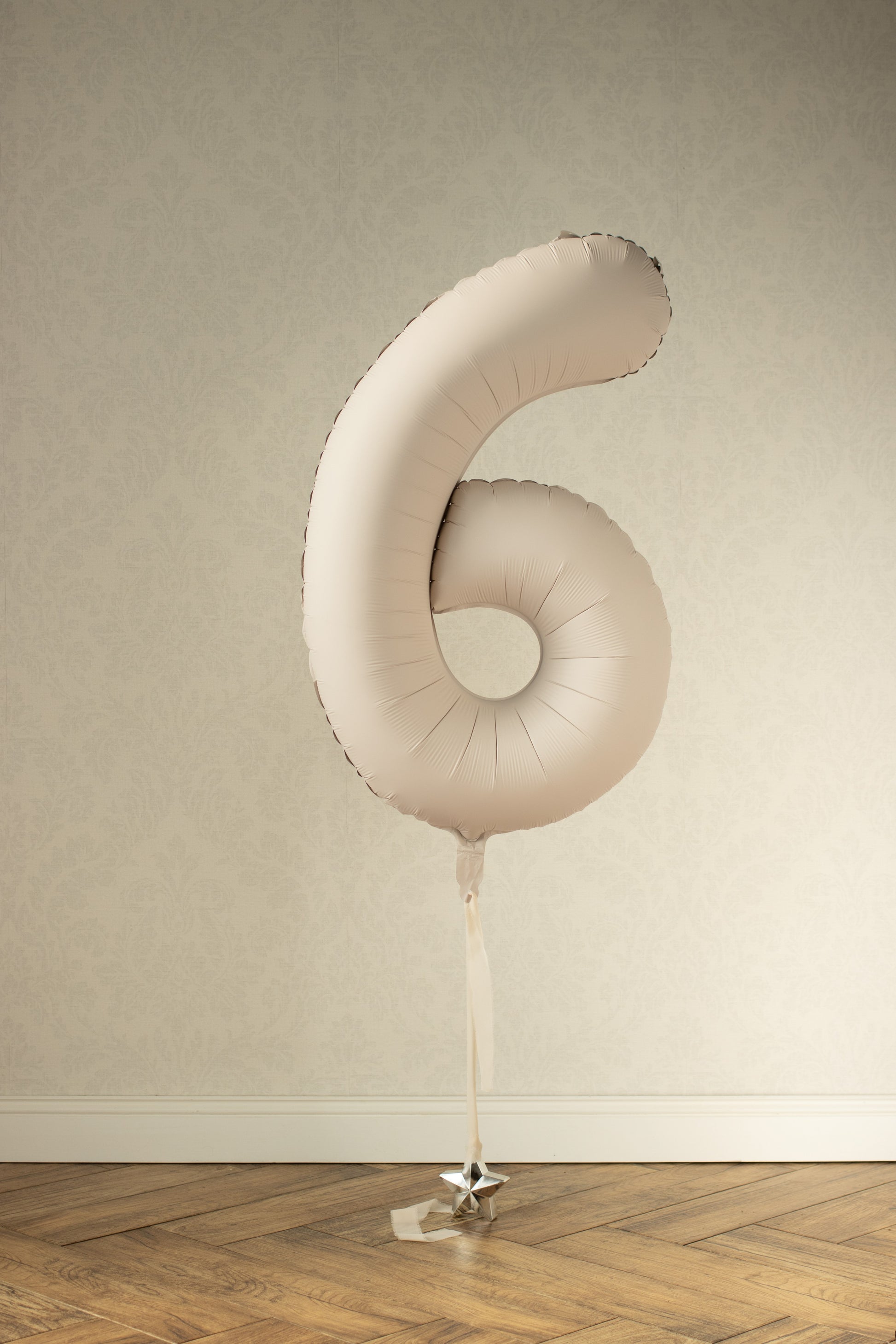 Beige Number 6 Foil Balloon – Birthday Party Decoration