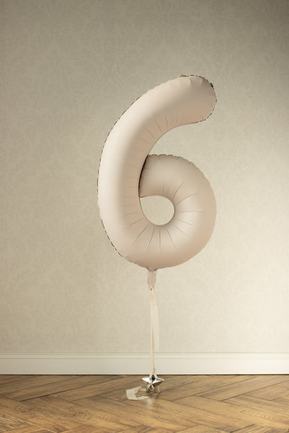 Beige Number 6 Foil Balloon – Birthday Party Decoration
