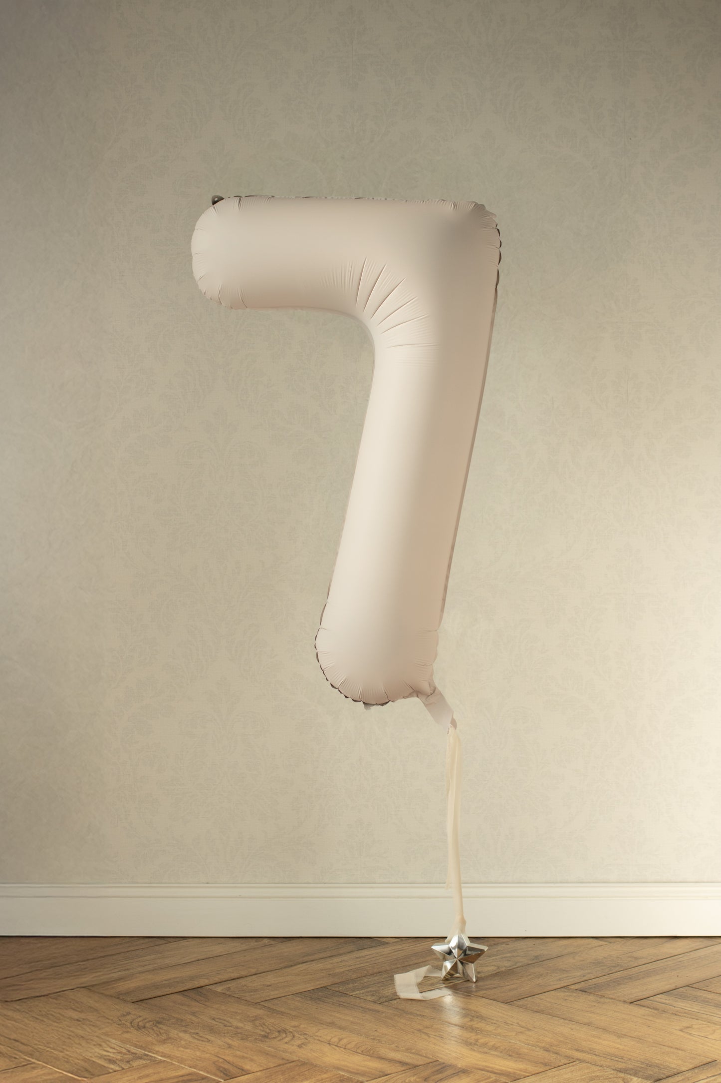 Beige Number 7 Foil Balloon – Birthday Party Decoration
