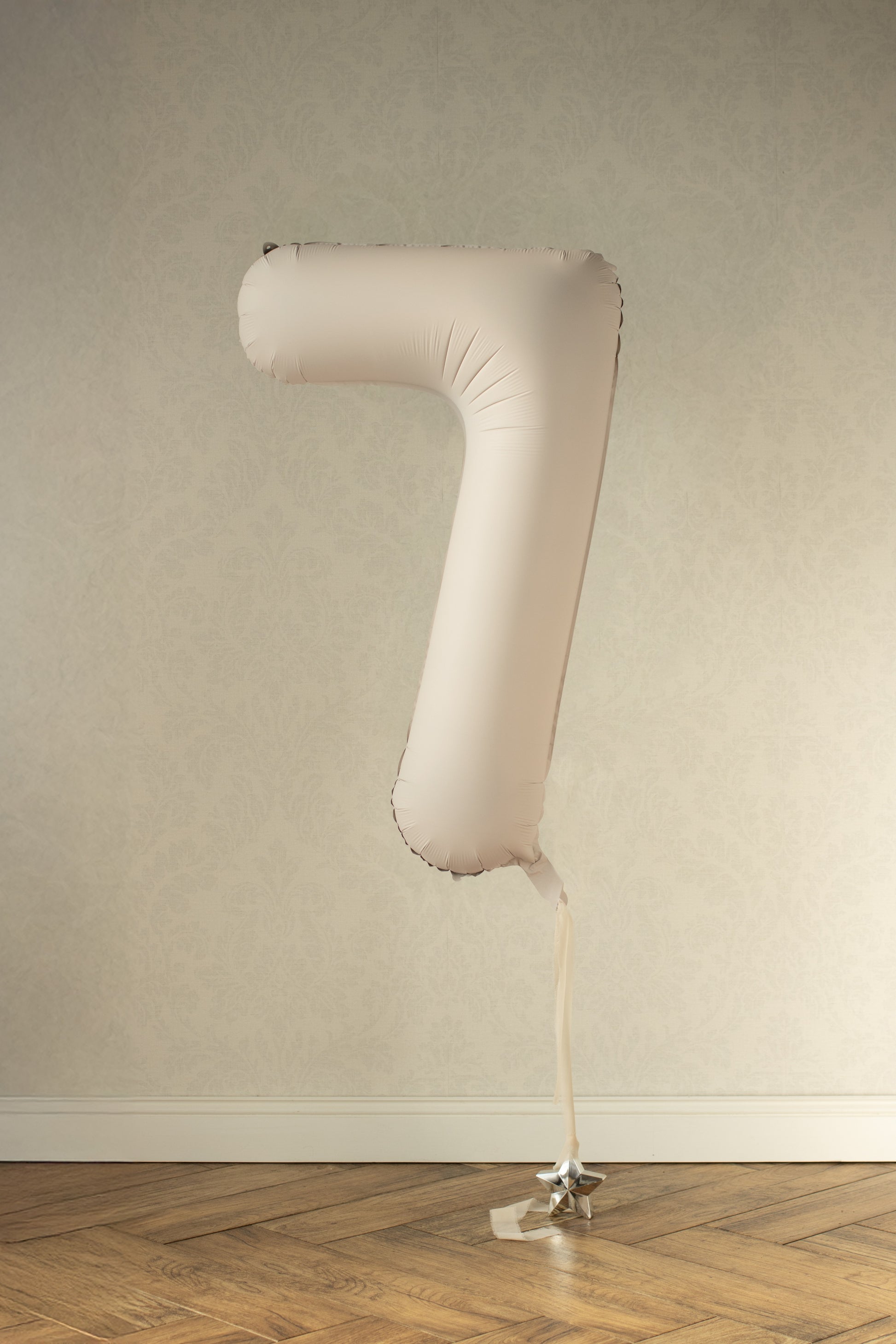 Beige Number 7 Foil Balloon – Birthday Party Decoration