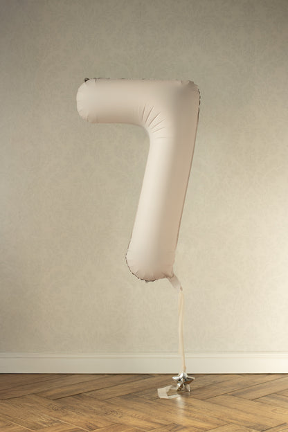 Beige Number 7 Foil Balloon – Birthday Party Decoration
