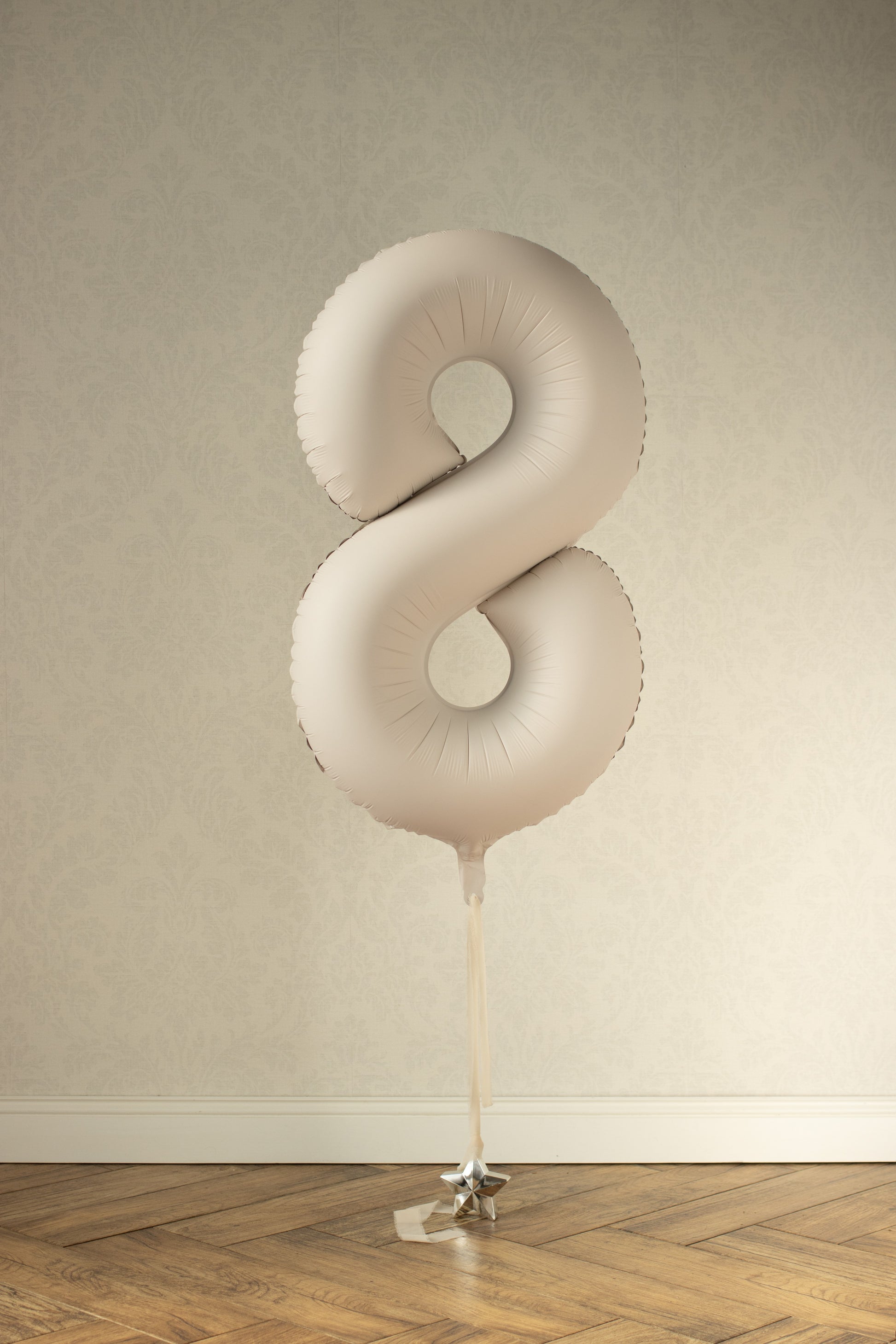 Beige Number 8 Foil Balloon – Birthday Party Decoration