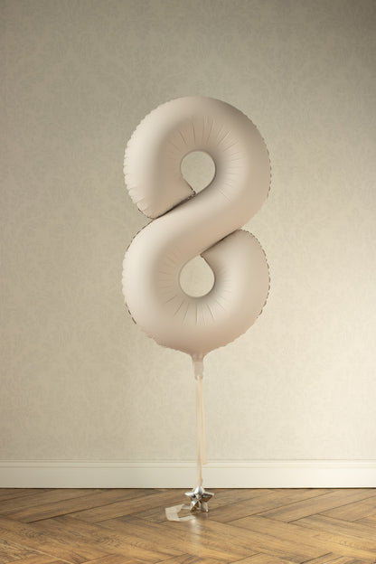 Beige Number 8 Foil Balloon – Birthday Party Decoration