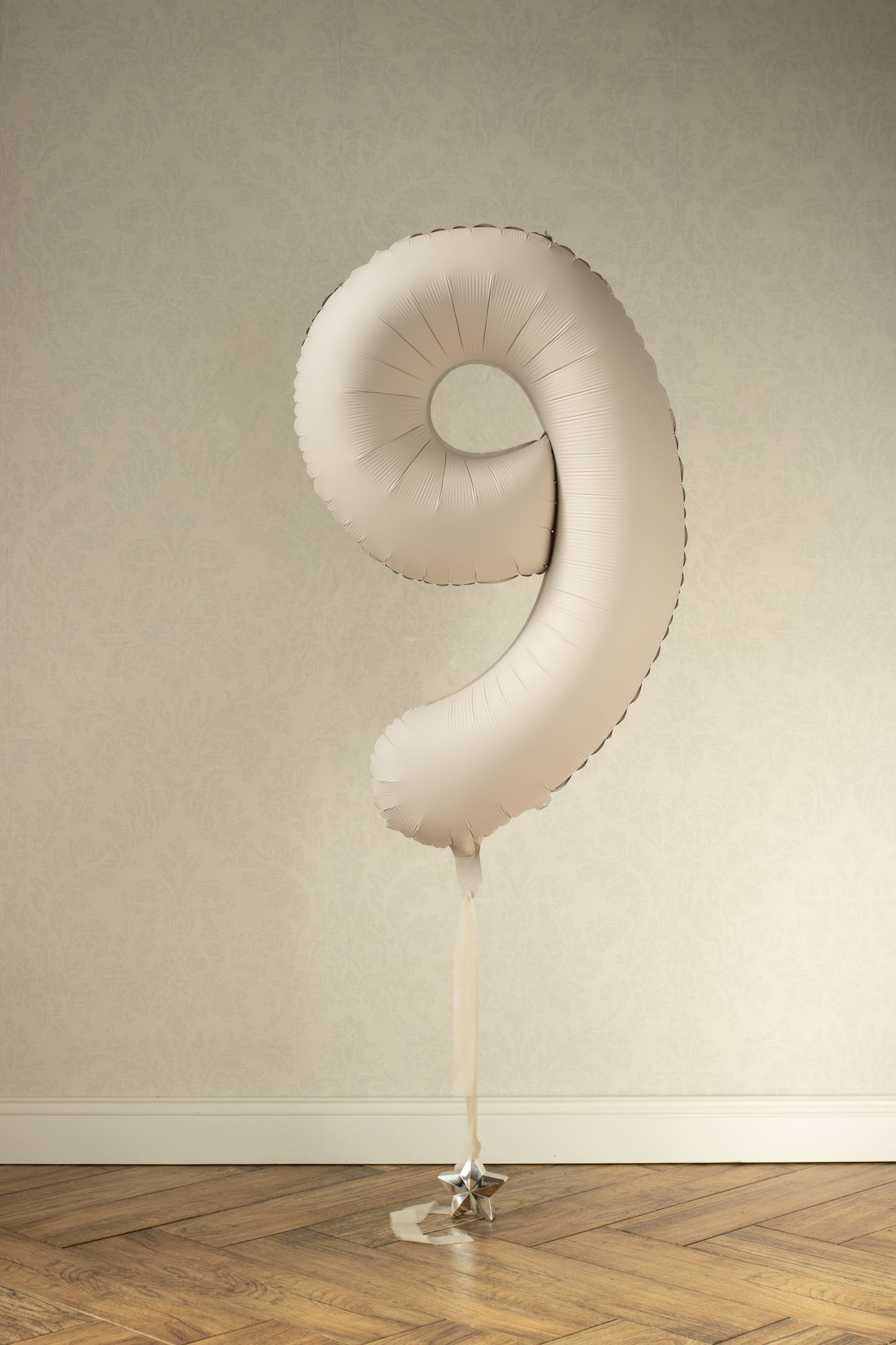 Beige Number 9 Foil Balloon – Birthday Party Decoration
