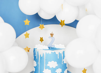 Blue Number 2 Candle with Gold Crown
