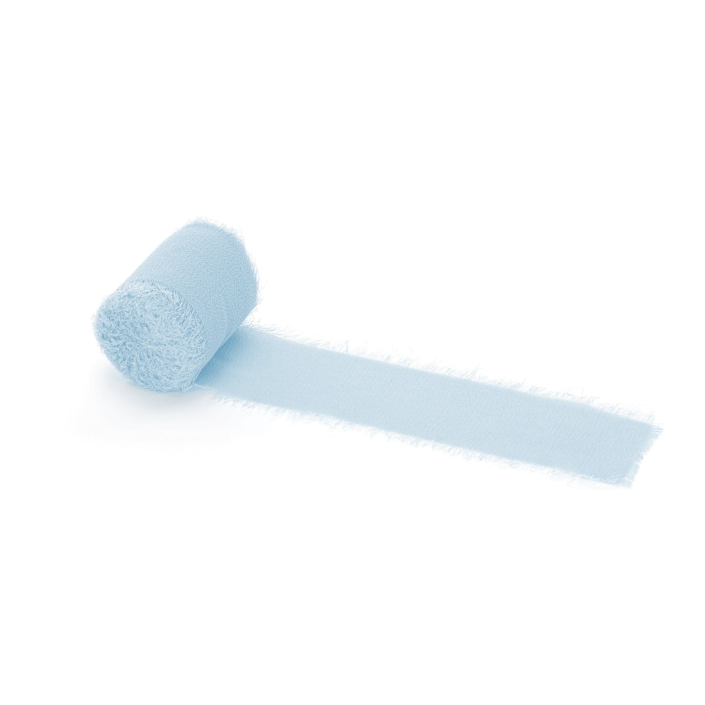 Light blue ribbon roll on a white background