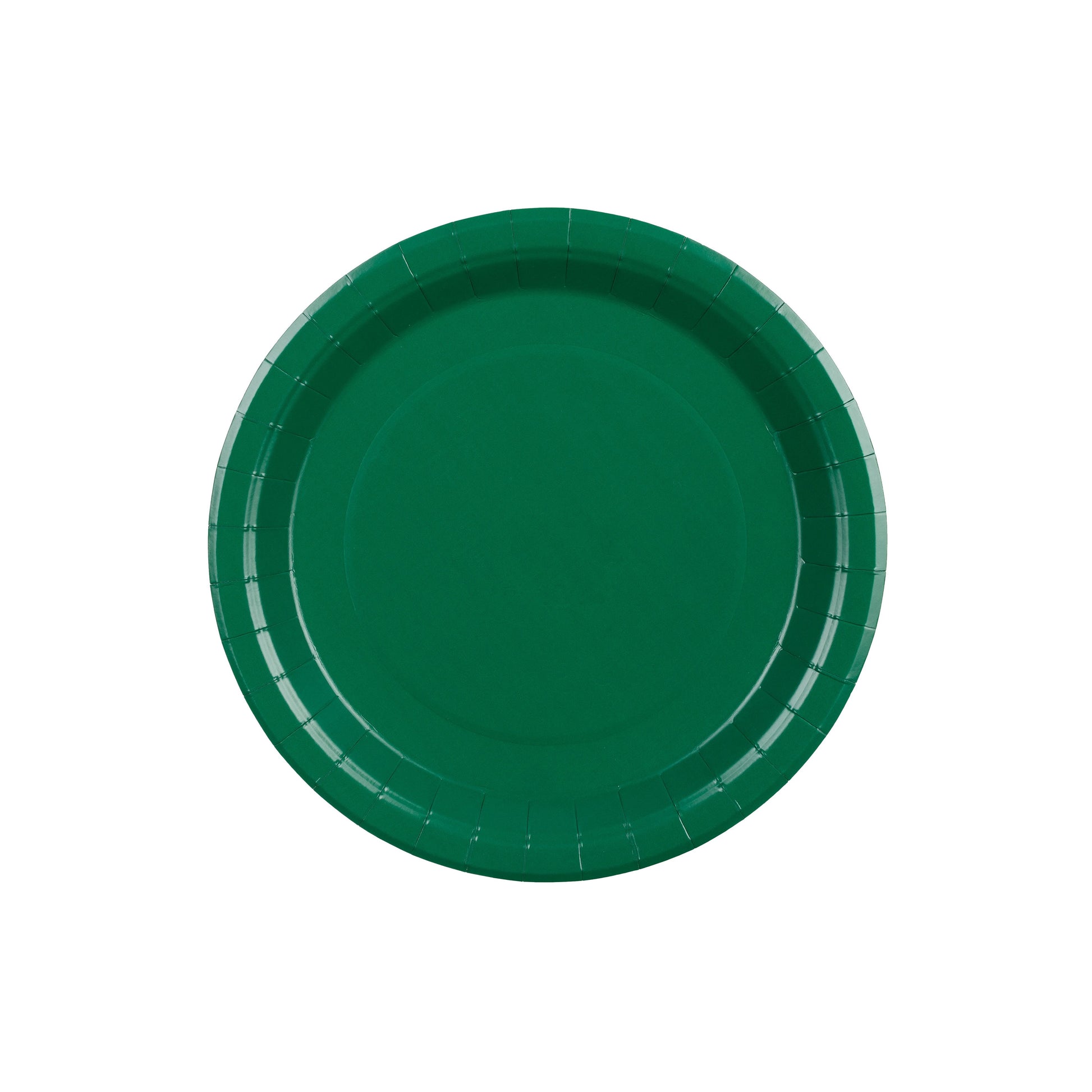 Green paper plate on a white background