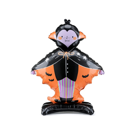 Halloween-themed balloon with a vampire design on a white background