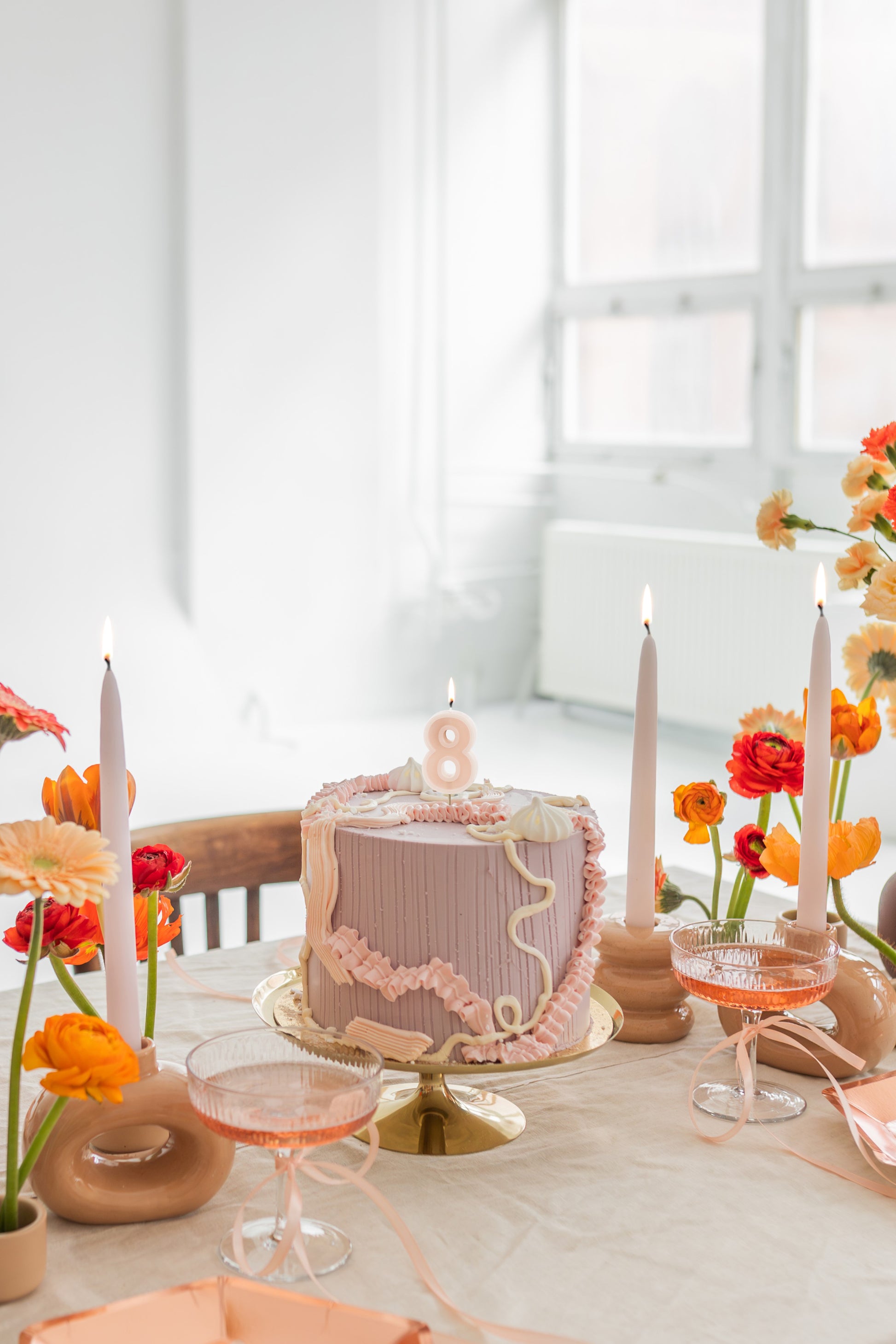 Dusty Rose Birthday Candle number 8