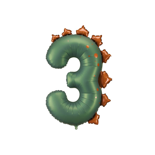 Green Dinosaur Foil Number 3 Balloon