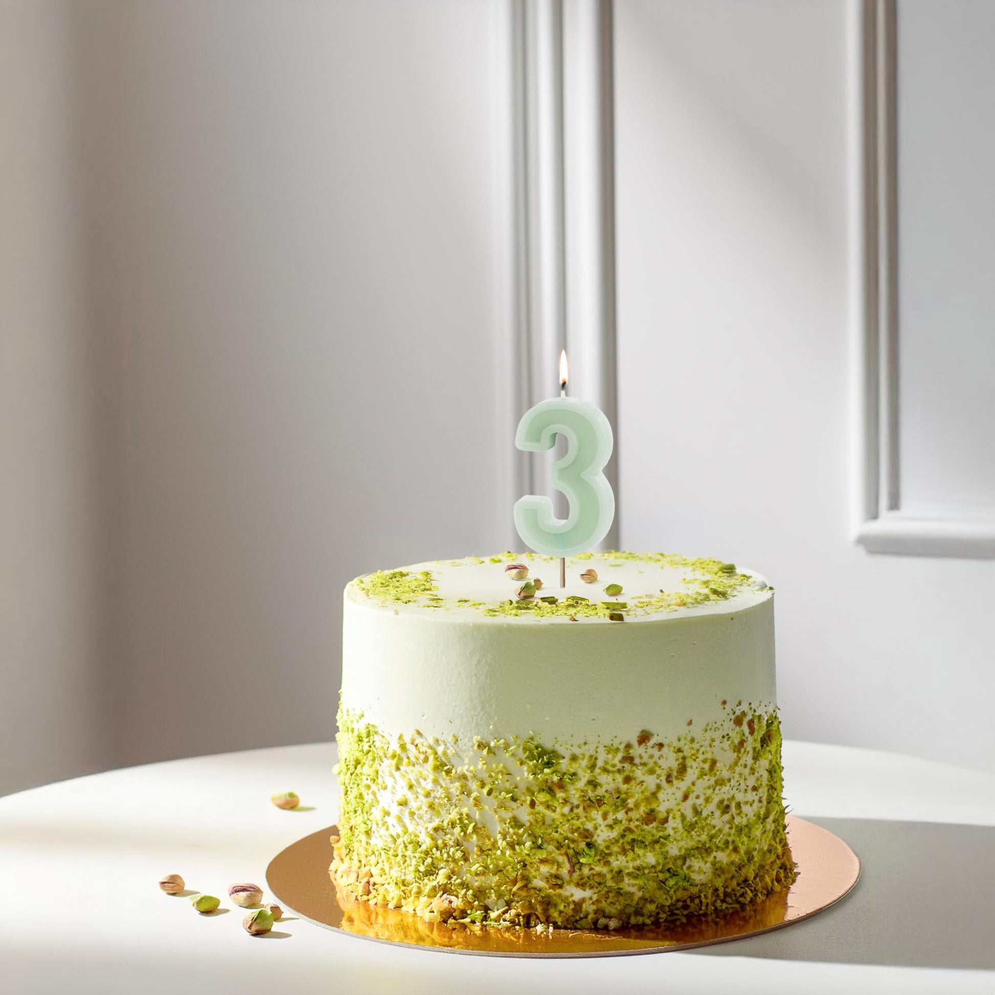 Light Green Birthday Candle number 3