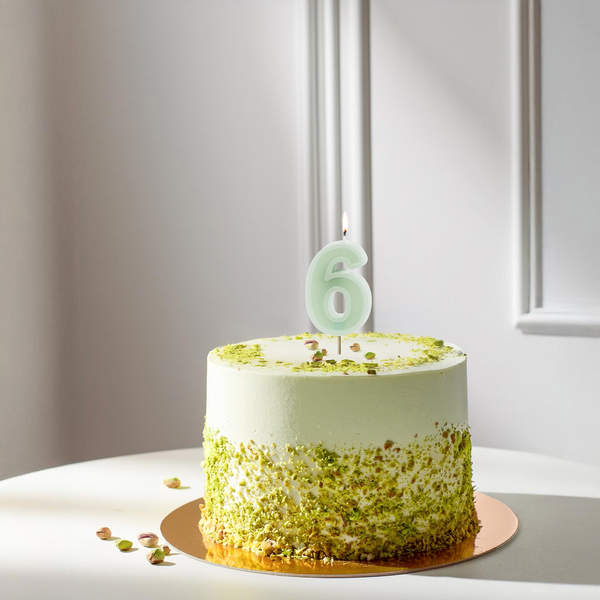 Light Green Birthday Candle number 6