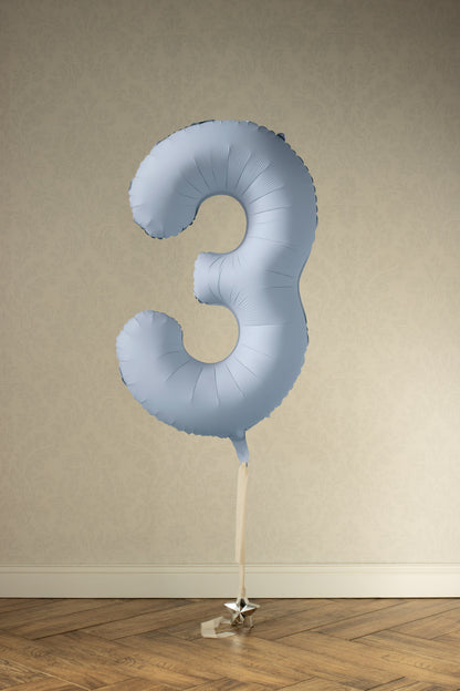 Misty Blue Number 3 Foil Balloon – Birthday Party Decoration
