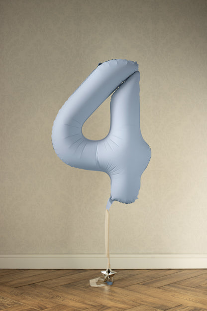Misty Blue Number 4 Foil Balloon – Birthday Party Decoration