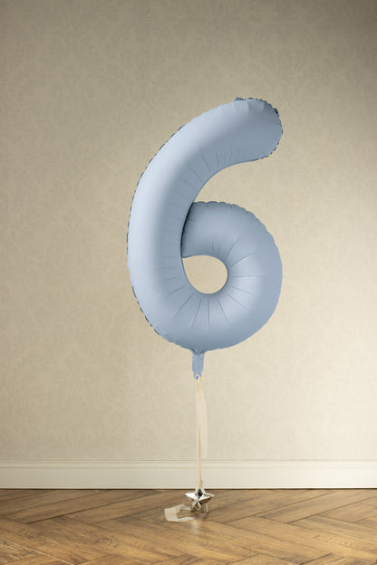 Misty Blue Number 6 Foil Balloon – Birthday Party Decoration
