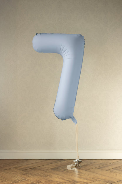 Misty Blue Number 7 Foil Balloon – Birthday Party Decoration