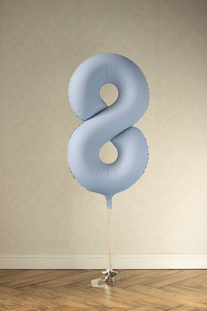 Misty Blue Number 8 Foil Balloon – Birthday Party Decoration