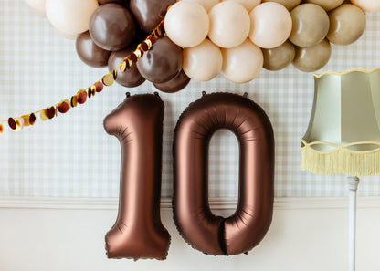 Mocha Number 10 Foil Balloon – Birthday Party Decoration