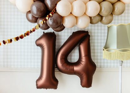 Mocha Number 14 Foil Balloon – Birthday Party Decoration