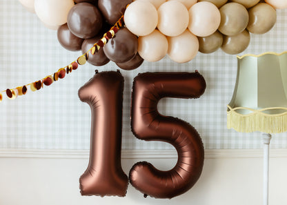Mocha Number 15 Foil Balloon – Birthday Party Decoration