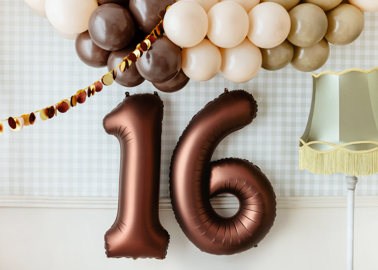 Mocha Number 16 Foil Balloon – Birthday Party Decoration