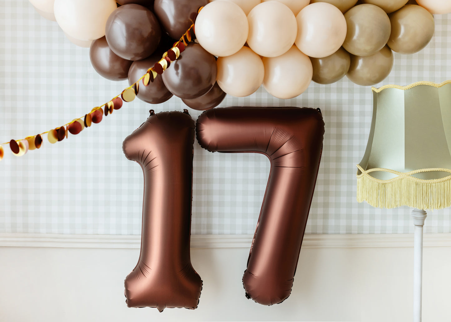 Mocha Number 17 Foil Balloon – Birthday Party Decoration