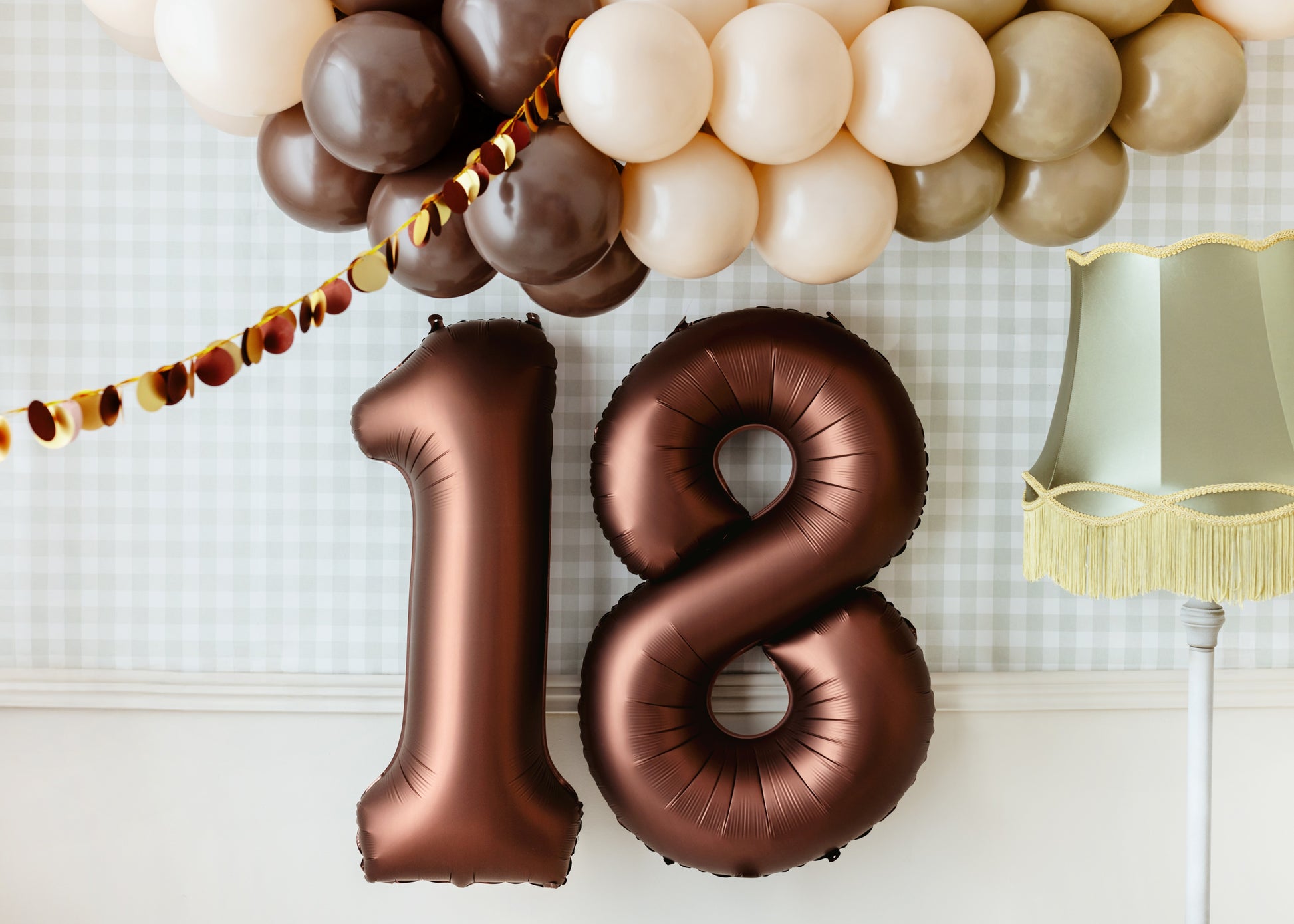 Mocha Number 18 Foil Balloon – Birthday Party Decoration