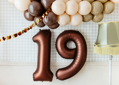 Mocha Number 19 Foil Balloon – Birthday Party Decoration