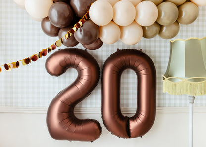 Mocha Number 20 Foil Balloon – Birthday Party Decoration