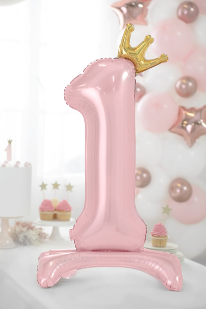 Pink Standing Foil Number 1  Balloon for kids birthday party