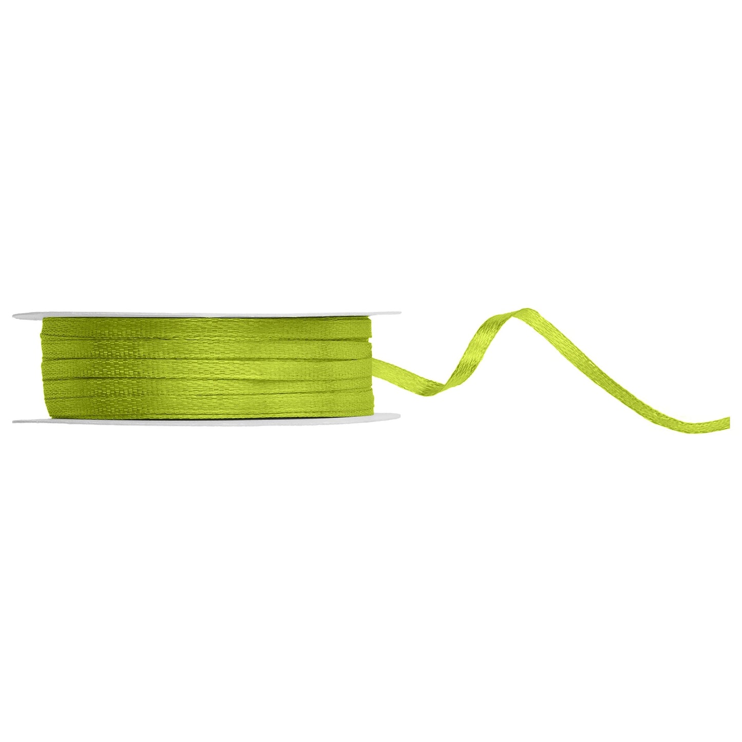 Spool of green apple ribbon on a white background
