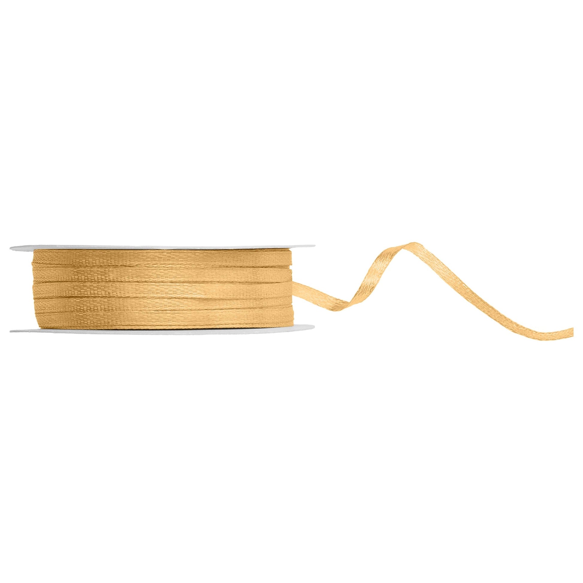 Spool of light honey ribbon on a white background