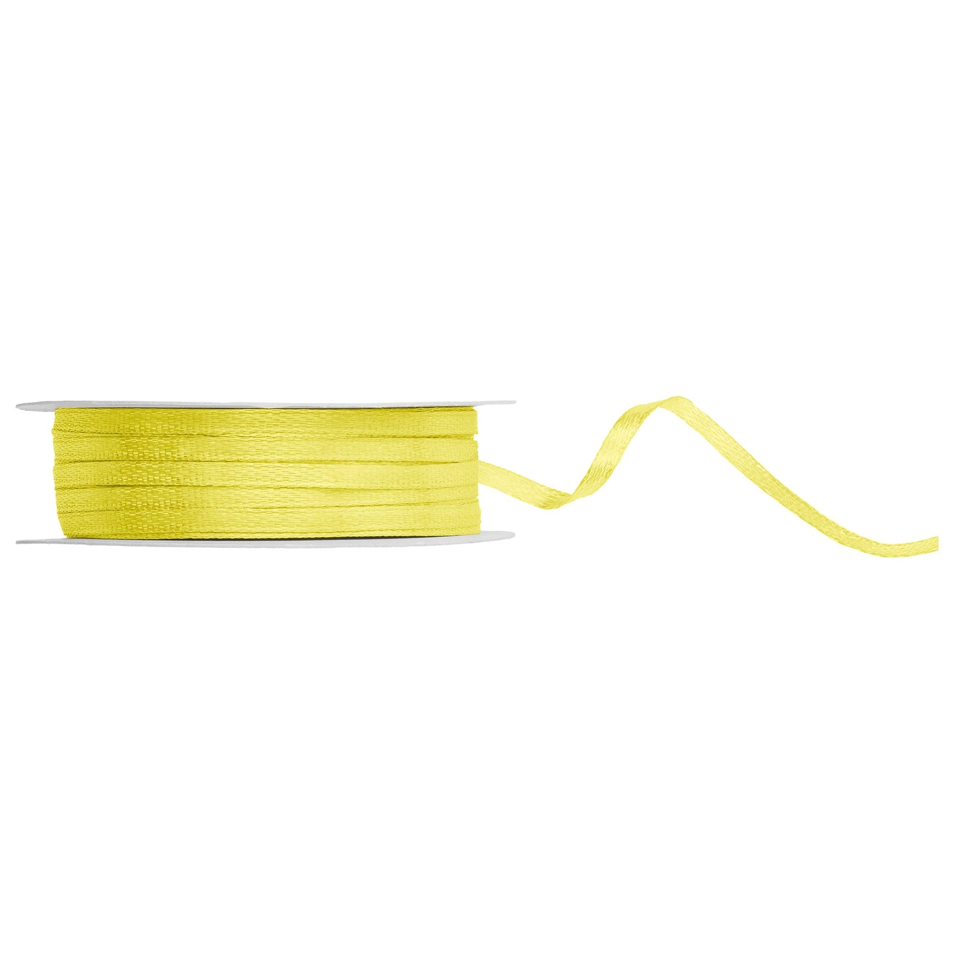 Spool of yellow ribbon on a white background