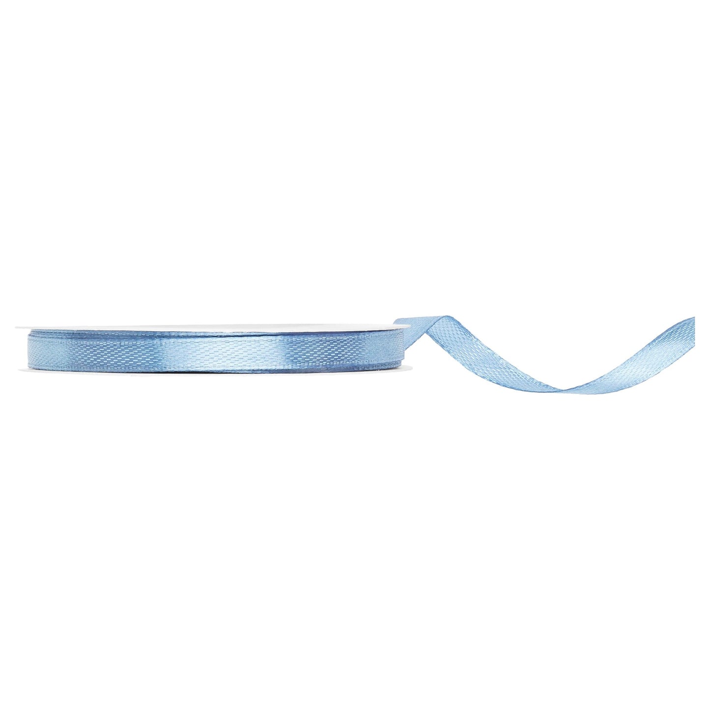 Misty blue satin ribbon on a white background