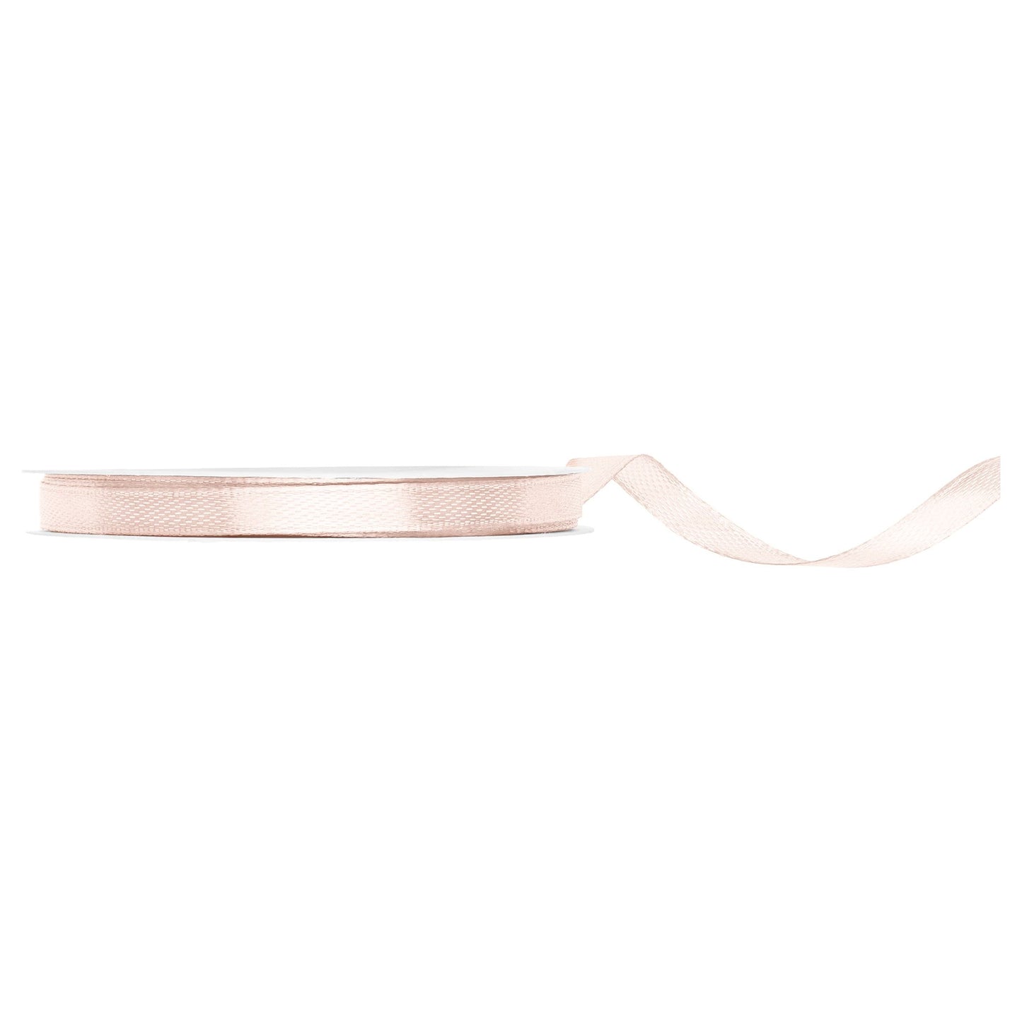 Off-white satin ribbon on a white background