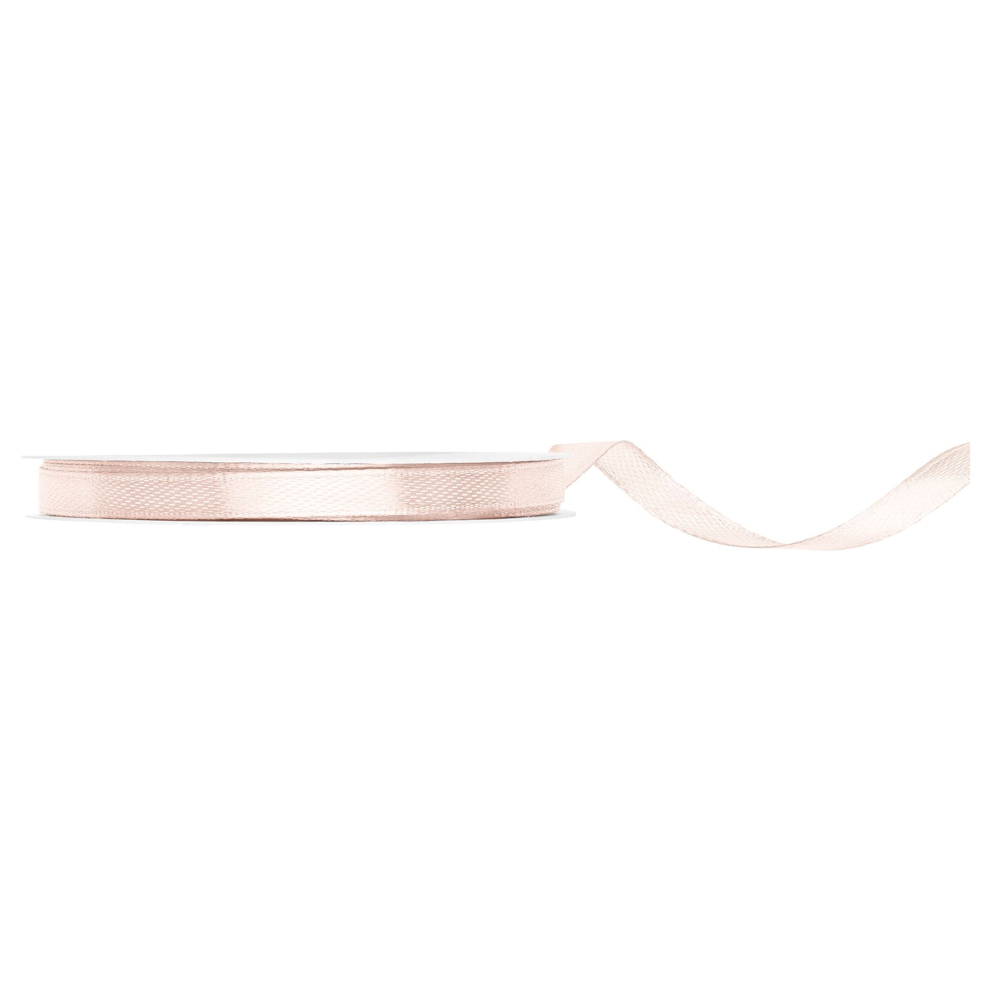 Off-white satin ribbon on a white background