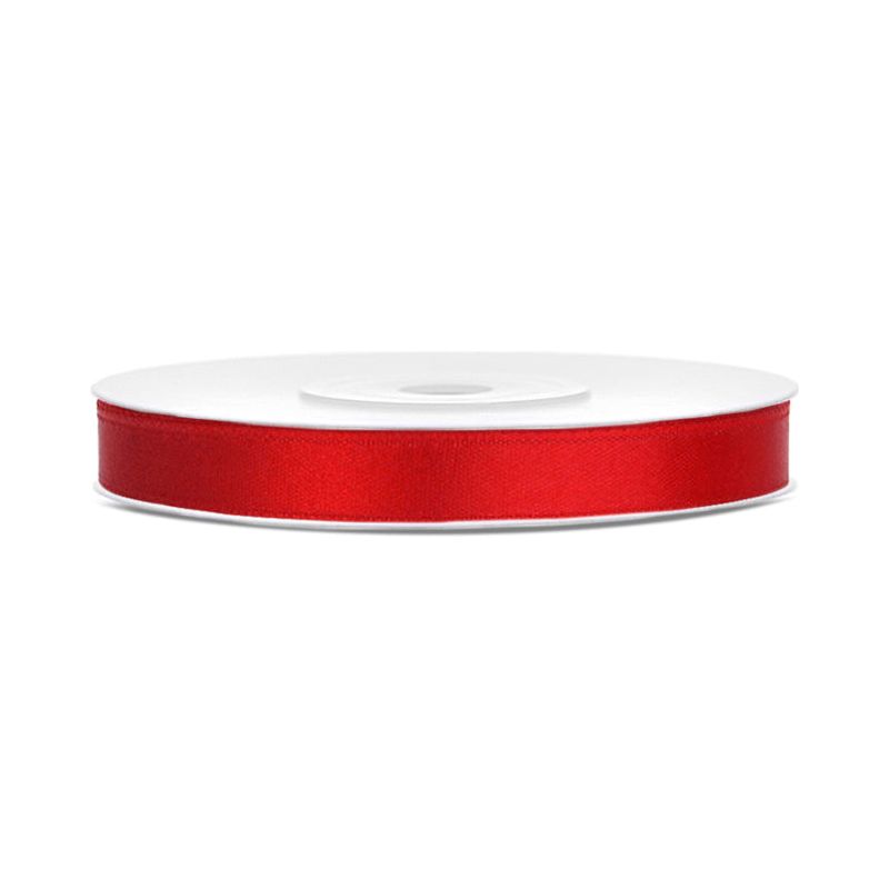 Red satin ribbon on a white background