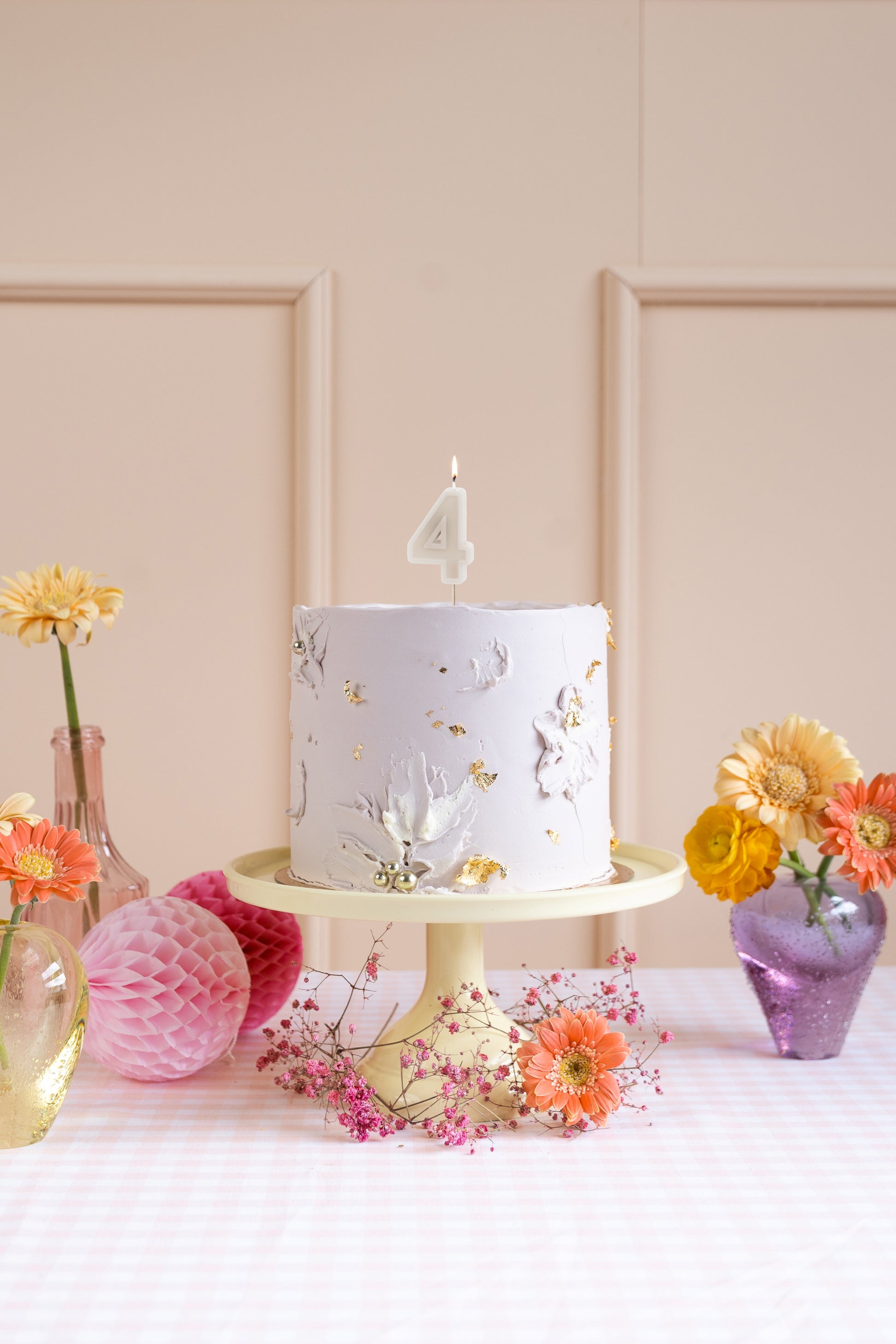 Warm Grey Birthday Candle number 4