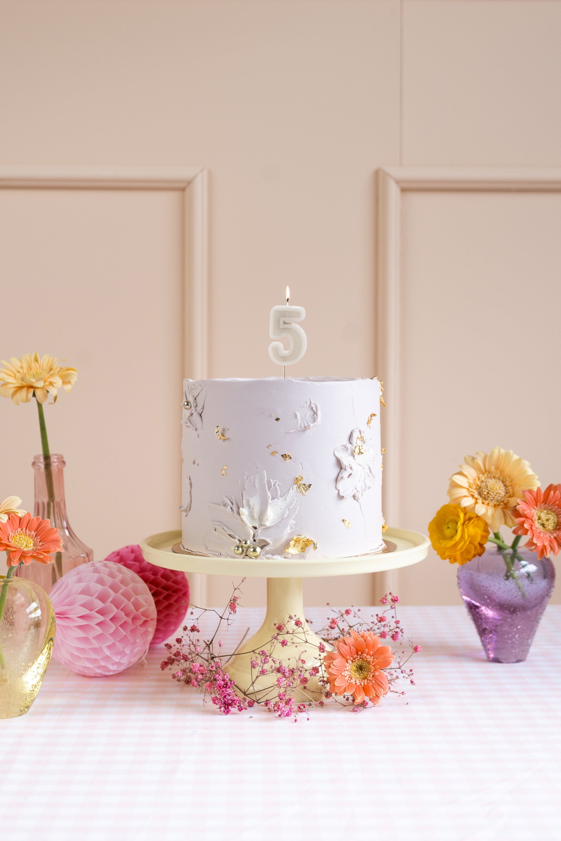 Warm Grey Birthday Candle number 5
