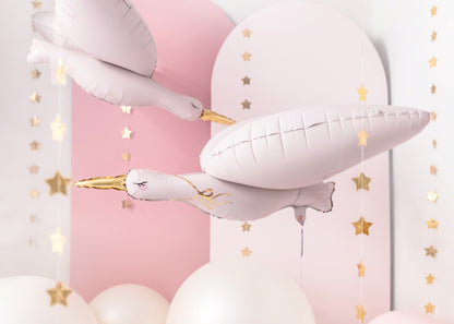 Pink stork foil balloon – adorable decoration for baby showers or welcoming a new baby