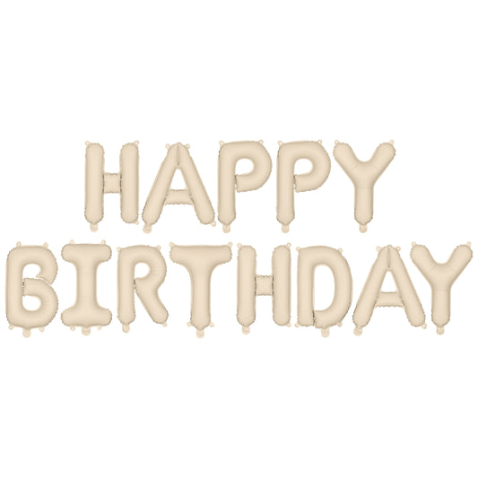 Beige Happy Birthday Foil Balloon