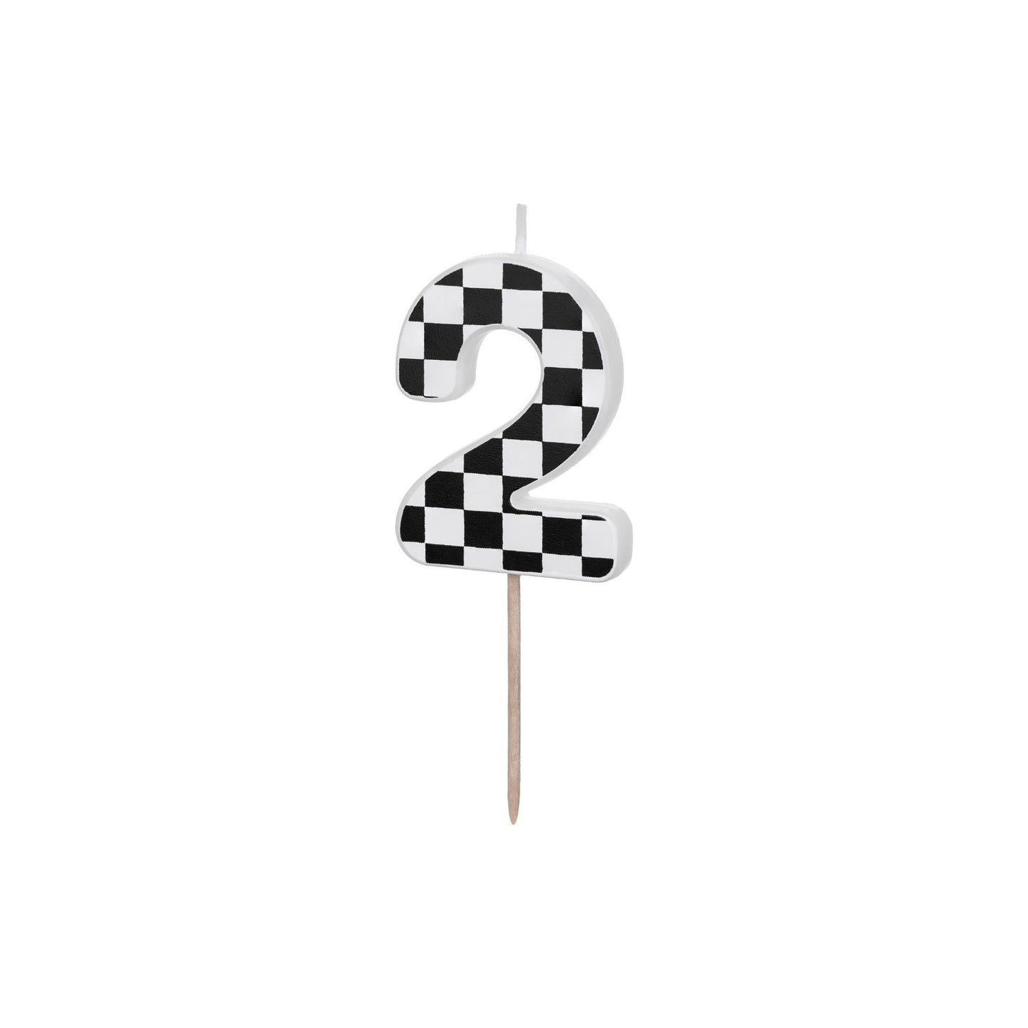 Checkered Fag Pattern Birthday Candle number 2